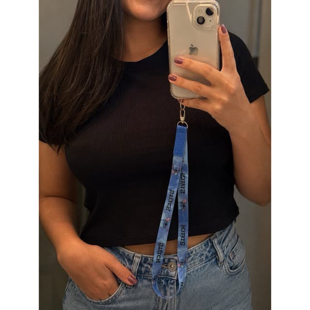 Corda para Celular Stitch Disney | Alça de Mão Ajustável Anti Queda | Cordão Seguro e Estiloso para Smartphone