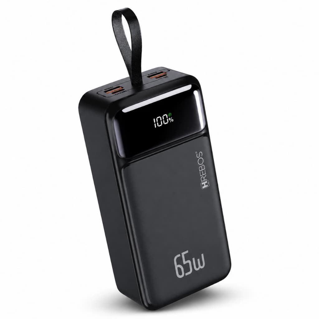 Power Bank 30000mAh 65W Hrebos Bateria Externa Carregador Portátil Carga Rápida USB-C Tipo C Celular Notebook Tablet