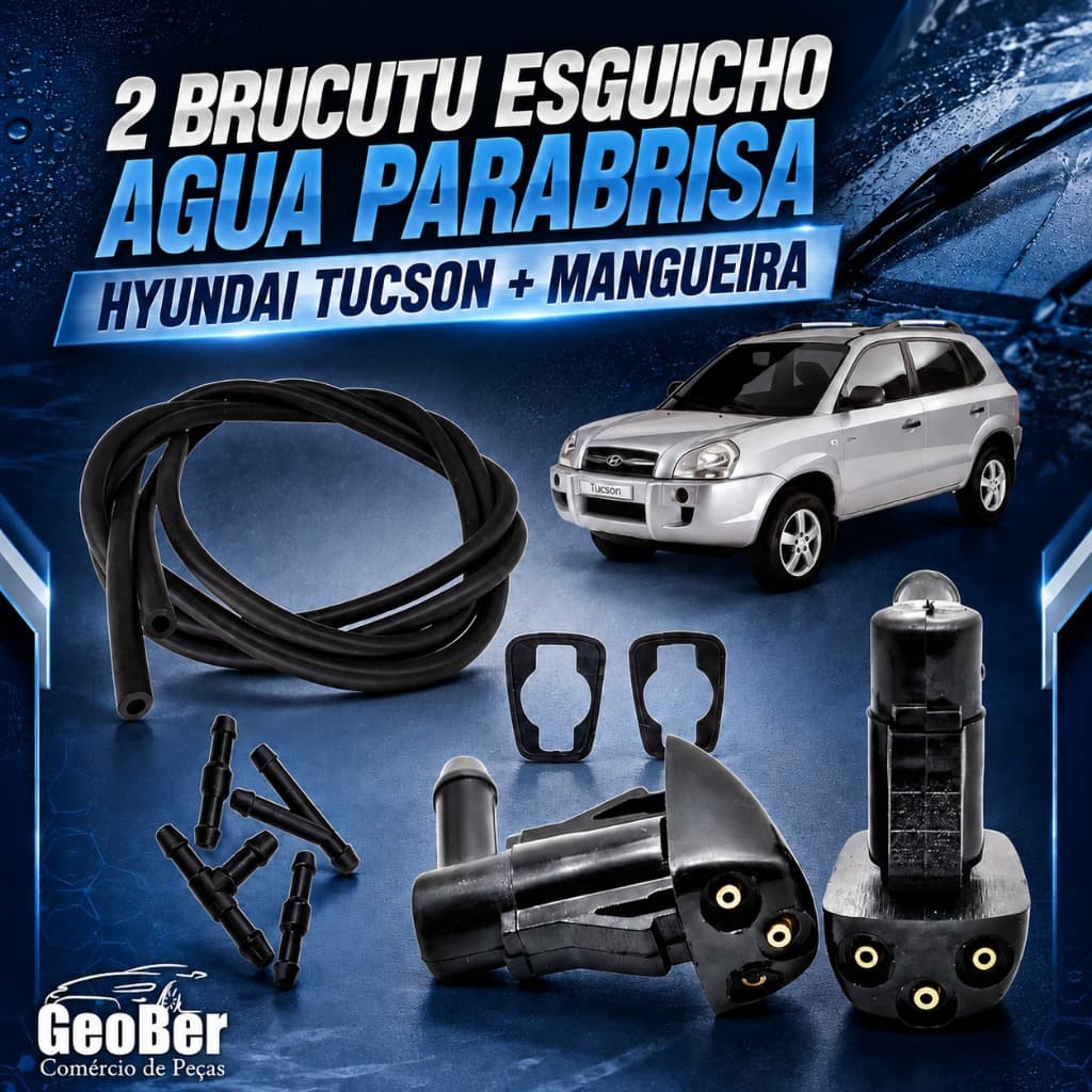 2 Brucutu Esguicho Agua Parabrisa Hyundai TUCSON + MANGUEIRA