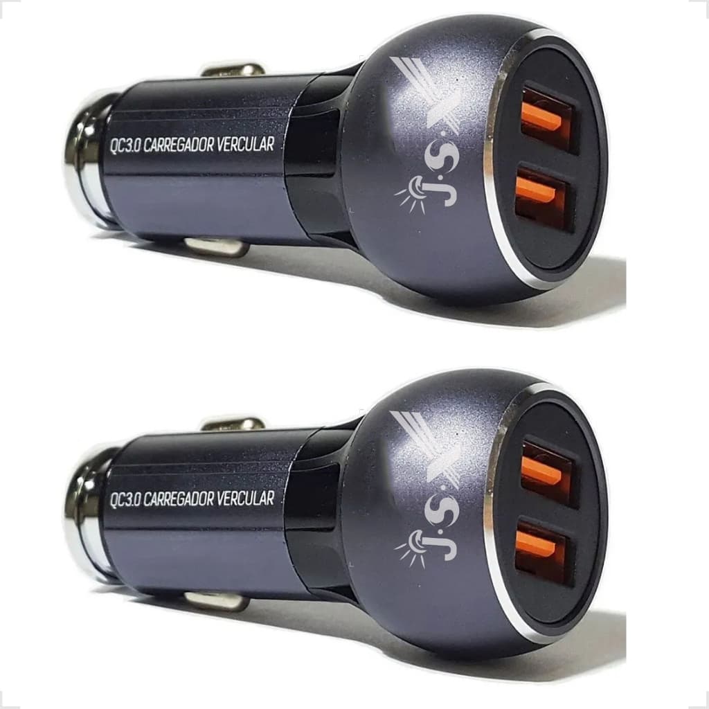 Kit Com 2 Carregador Veicular Para Carro Auto Turbo Qualcomm 3.0 36w Para Celulares C503Q
