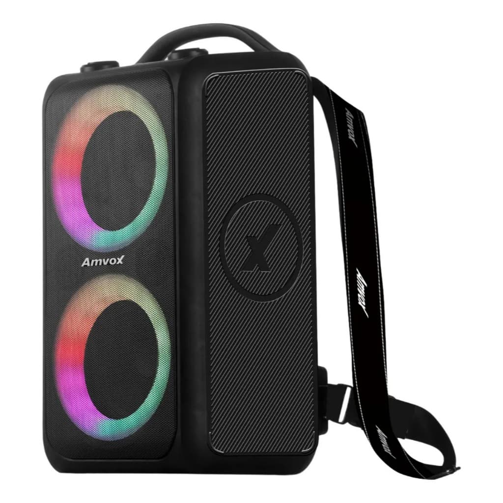 Amvox Caixa de Som Amplificada ACA 600 Bagvox Black - 600W RMS, Bluetooth, Equalizador, USB, Bateria Recarregável