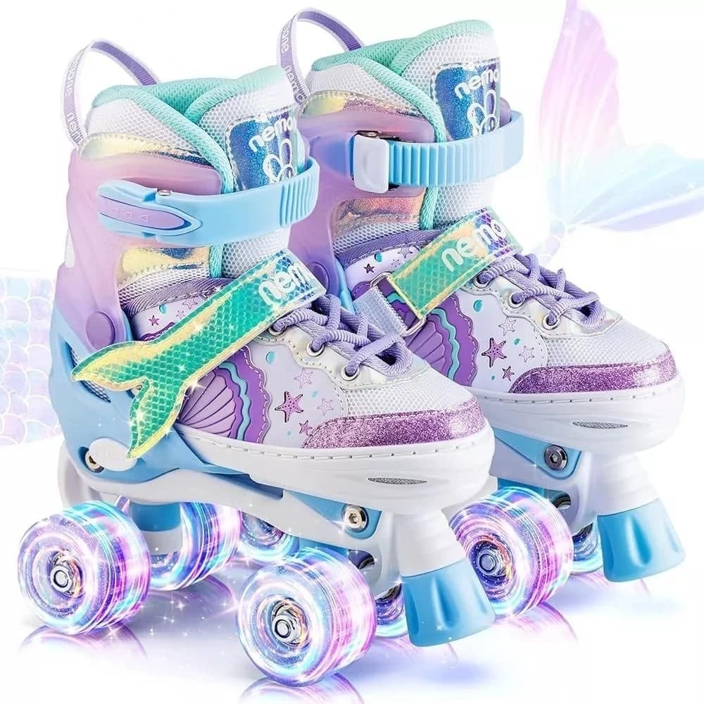 Patins Infantil 4 Rodas Com Luz De Led Com Kit Proteção Envio Imediato