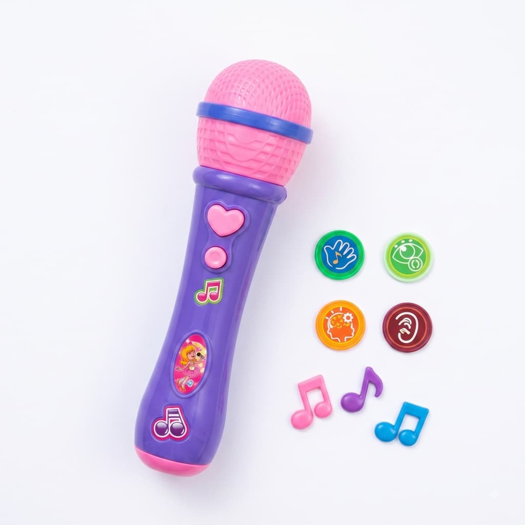 Microfone Infantil Musical Brinquedo Educativo Menino Menina Solta Voz Luz Som Karaoke Presente Dia Das Criancas Rosa