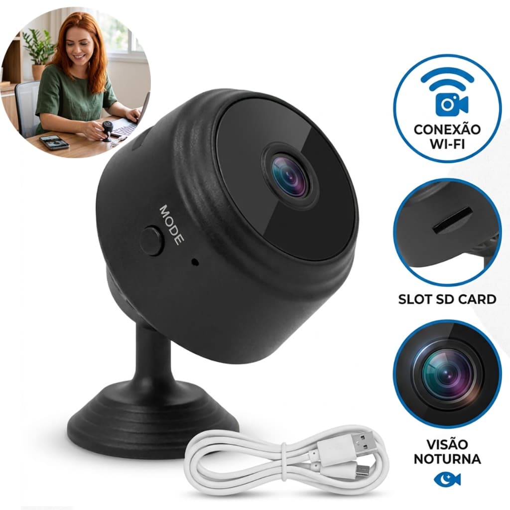 Mini Camera Espia Escondida HD Wifi Visão Noturna App