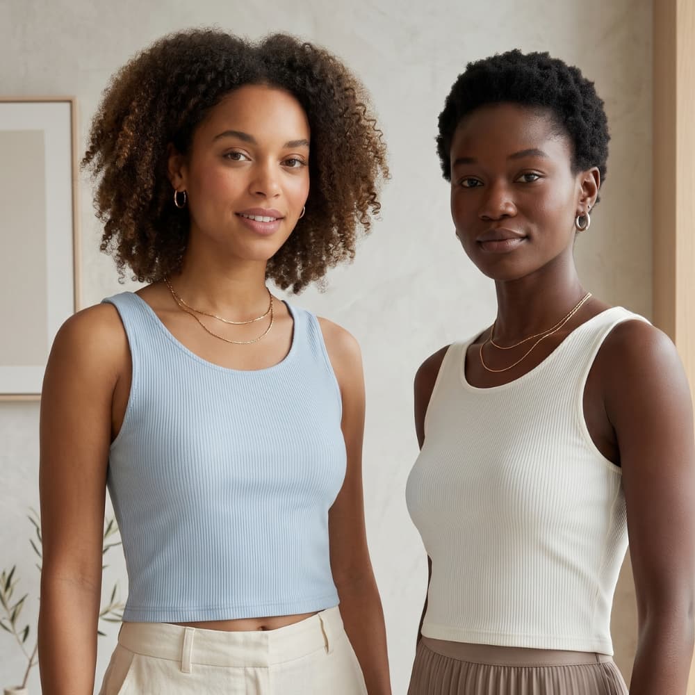 2 blusinhas canelada regata blusa Feminina básica lisa verão