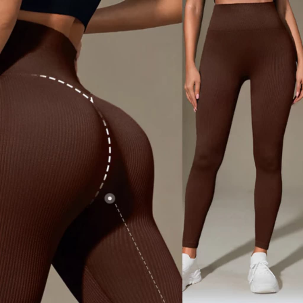 Calça Canelada Legging Leg Fitness Treino e Academia Cintura Alta Costura Premium