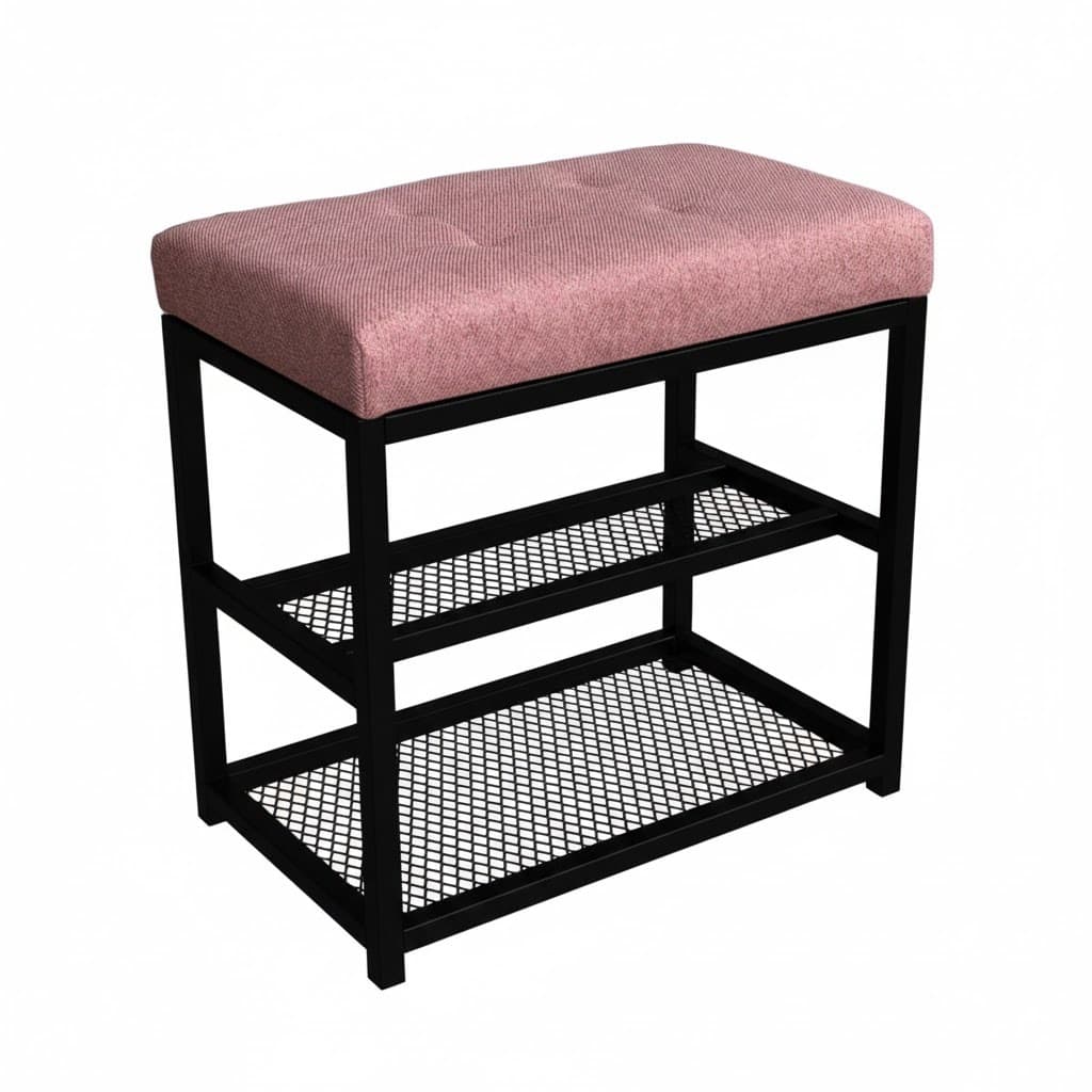 Banco Sapateira Industrial 50cm Estofado Capitone Luxo 4 Pares Organizadora Closet Hall de Entrada