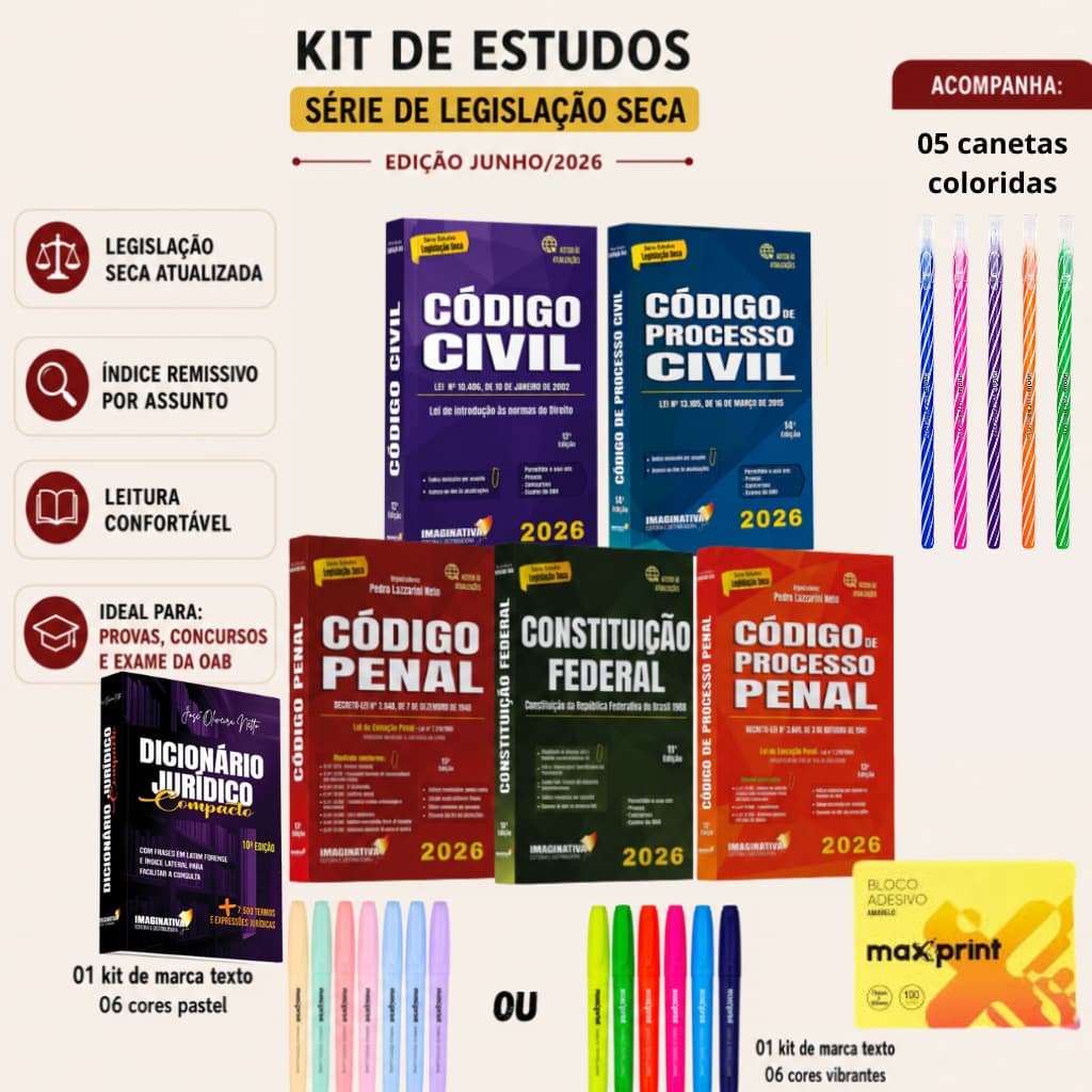 Constituição + Cód Civil + Proc Civil + Penal + Proc Penal + Dicio Jurídico Edição Junho/2026 | Kit completo atualizado