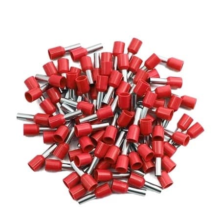 Super Kit 1000 Terminais Elétricos Pré-Isolados Tipo Ilhós Tubular 1,5mm² - Vermelho