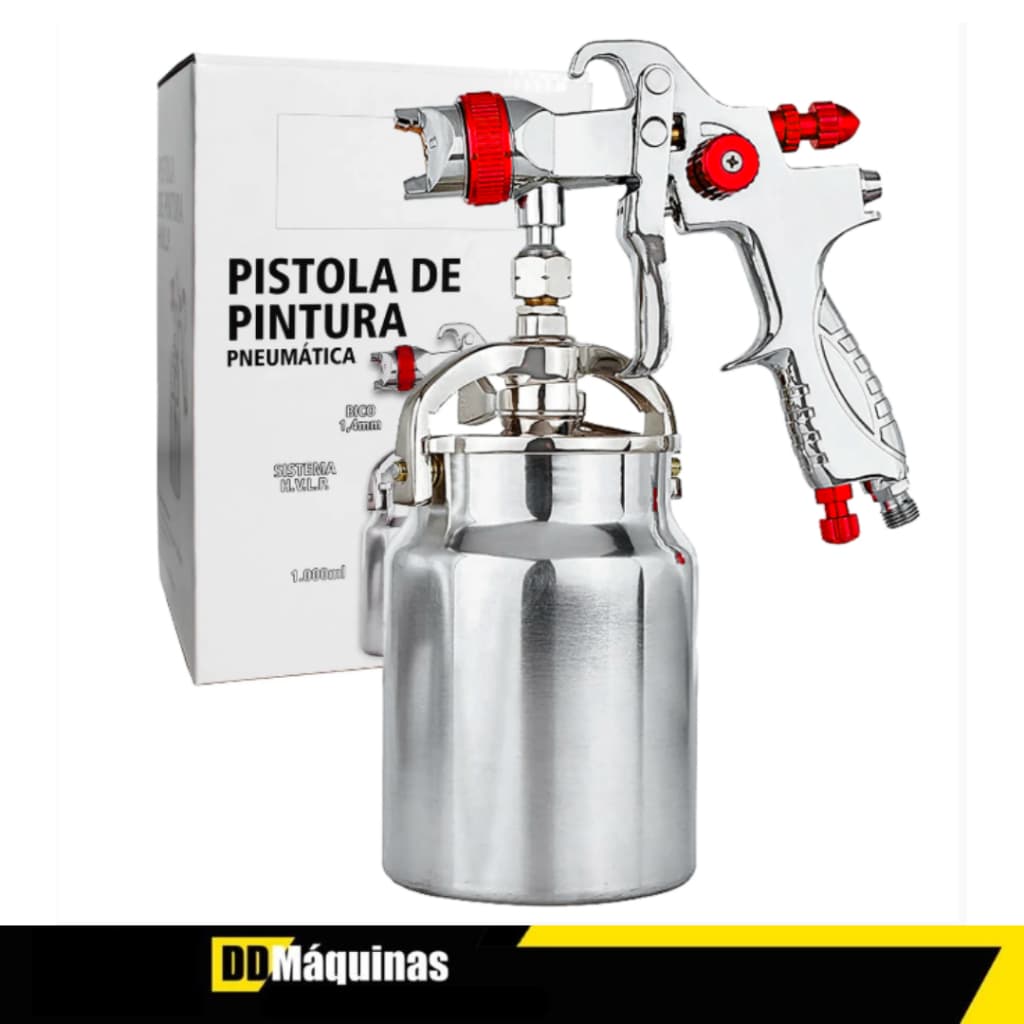 Pistola De Pintura Pneumática Sucção 1000ML HVLP 1,3MM - PDR