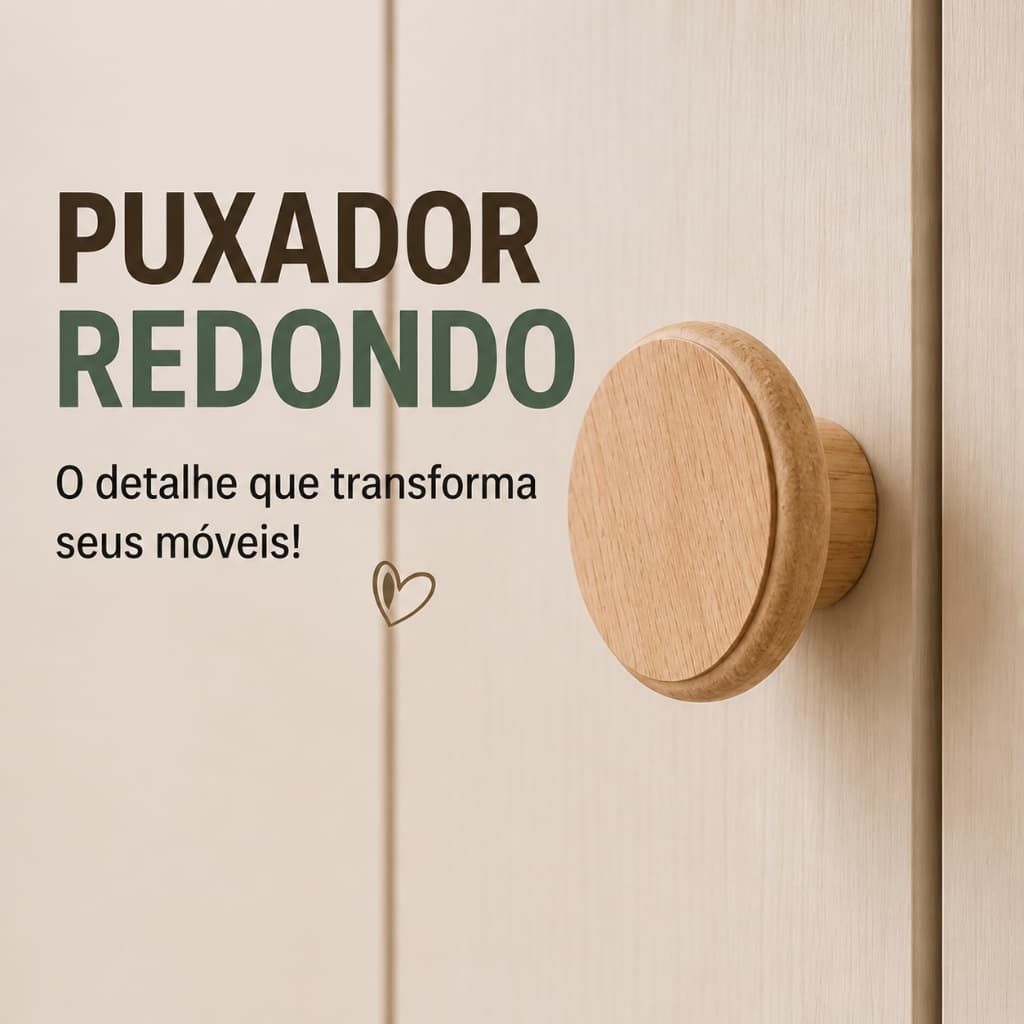 Puxador Redondo MDF 15mm para Móveis Armário Cômoda Guarda-Roupa