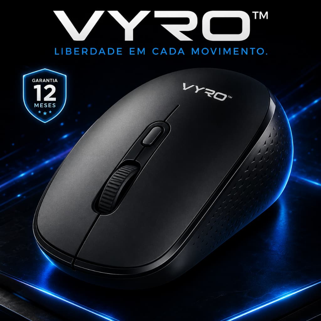 Mouse Wireless AITEK AMO-W1 · 2.4G Sem Fio · 1600 DPI · USB Portátil Ergonômico I VYRO™