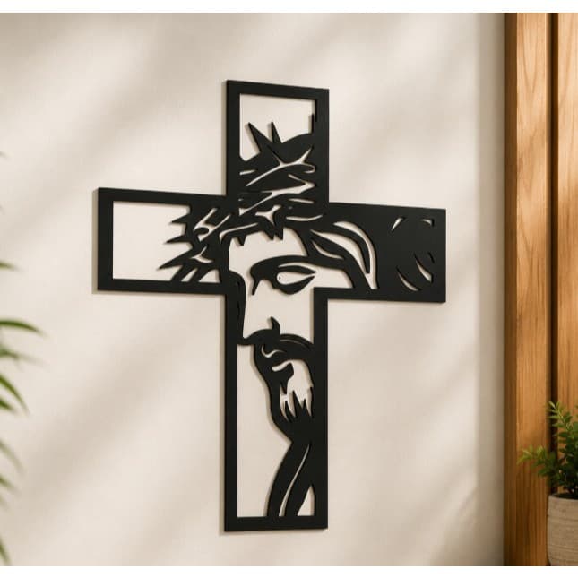 Cruz Decorativa Jesus Religiosa Para Sala Quarto Escritório Decoração Cristã Presente De Fé com base ou para parede