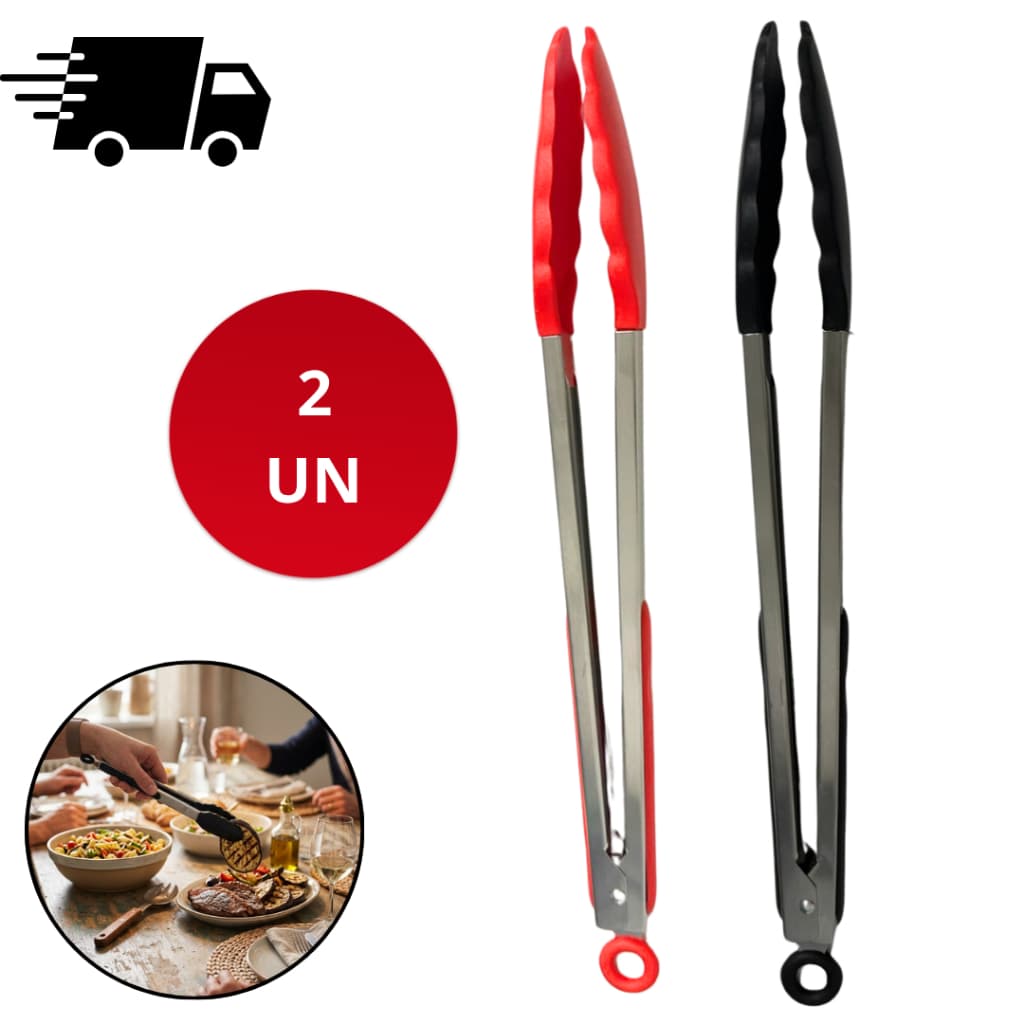 Pegador De Silicone E Inox Cozinha Salada Churrasco