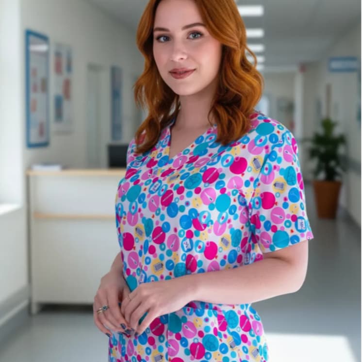 Blusa Scrub Pijama Cirurgico Toque geladinho Nao Amassa Estampado Enfermeira Medicina Veterinaria