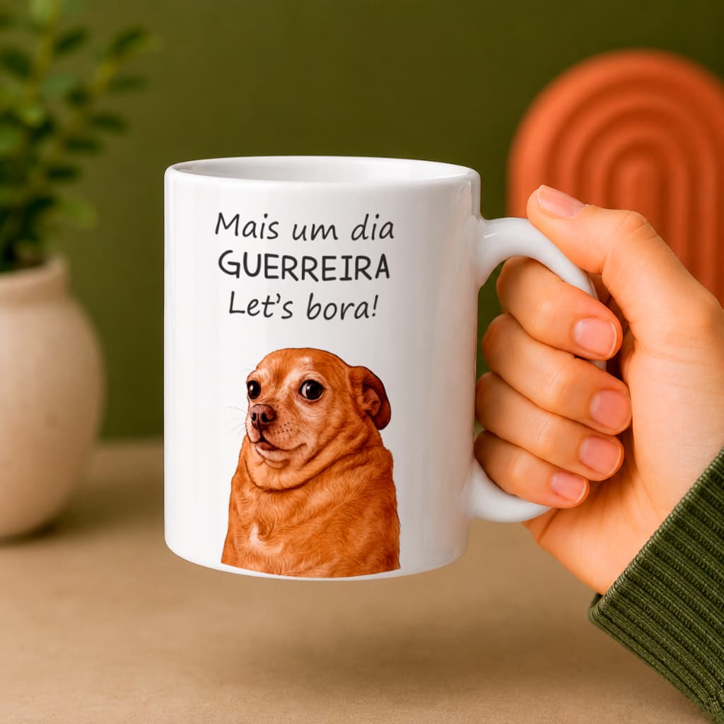 Caneca Engraçada Frase Cachorro Pet Divertida Presente Amiga Trabalho Café Escritório 325ml Porcelana Premium