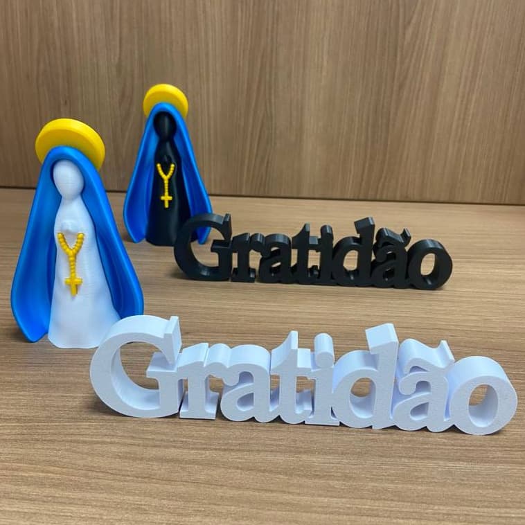 Kit Nossa Senhora Aparecida + Placa Gratidão Decoração Religiosa Católica Fé Oração Presente