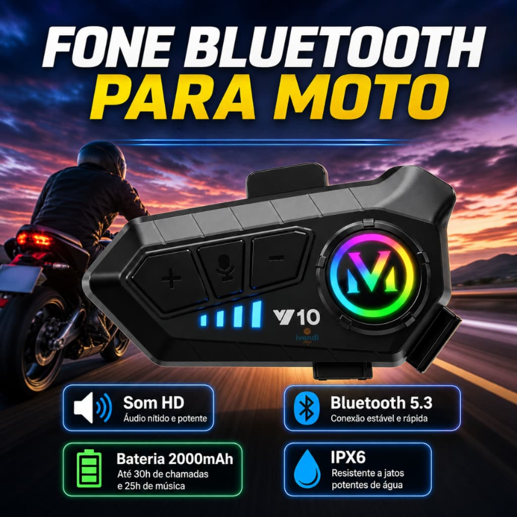 Fone Bluetooth Capacete Motoboy Moto Som HD Ouvir Musicas Telefone Bateria Duravel Prova D' Agua