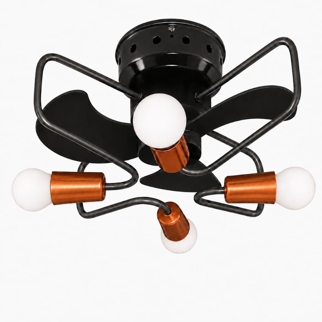 Ventilador de Teto com chave de Parede Motor Potente WEG Bivolt 127v/220v Cor Preto Cobre