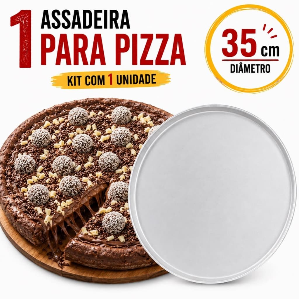 Assadeira Para Pizza 35Cm Com Borda Profissional Moderna