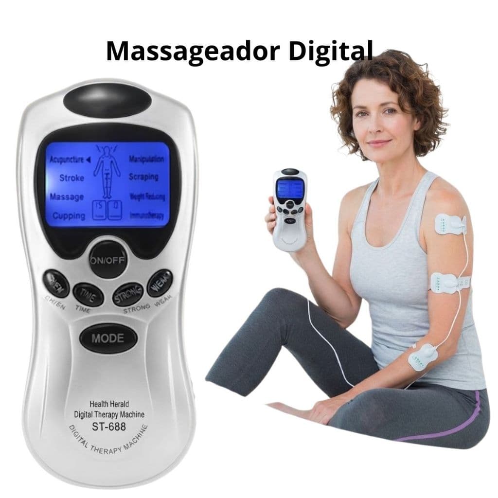Massageador Muscular Portátil Aparelho Eletroestimulador TENS EMS ST-688 Digital Fisioterapia