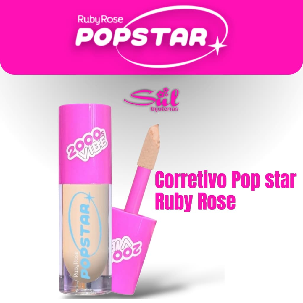 Corretivo Facial Líquido Ruby Rose Popstar Alta Cobertura Para Olheiras e Manchas