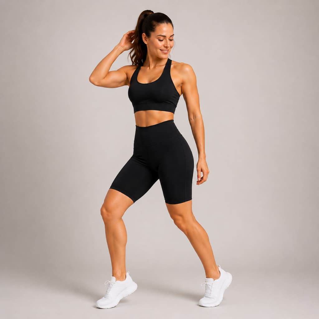 Bermuda Ciclista Academia Feminina Fitness em Supplex Zero Transparência Cintura Alta Compressão