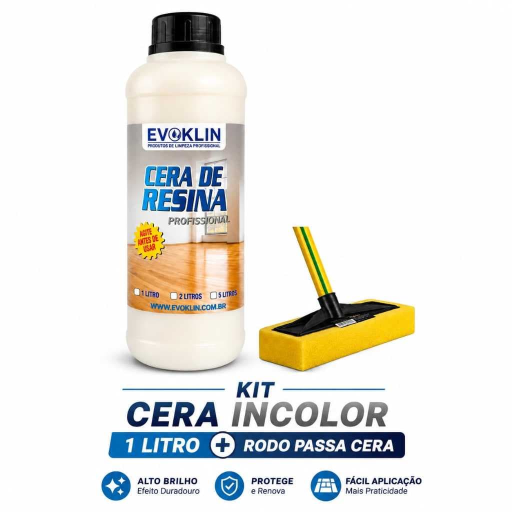 Cera Para Piso 1L + Rodo Aplicador Ideal P/ Assoalho De Madeira Ardósia Cimento Queimado Taco Lajota