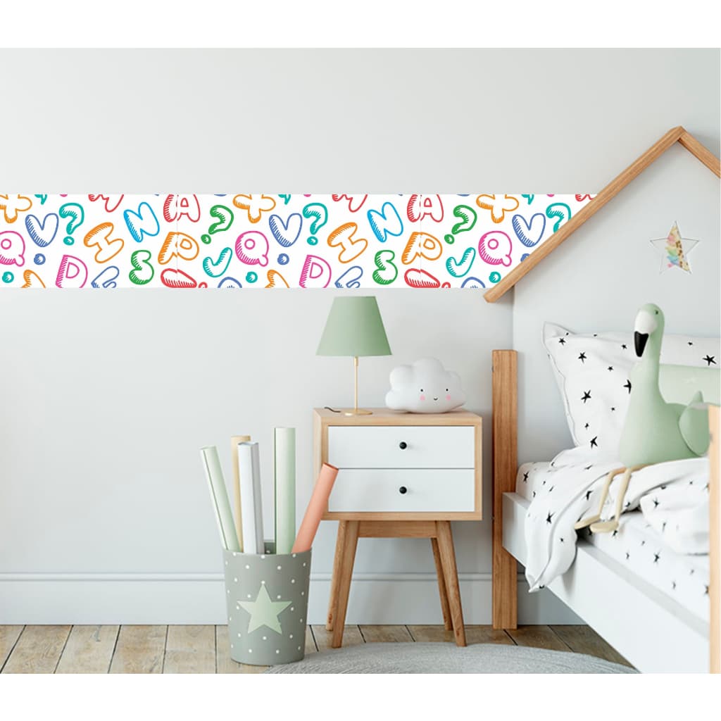 10 METROS Faixa Decorativa Adesivo Letras Alfabeto Educação Infantil