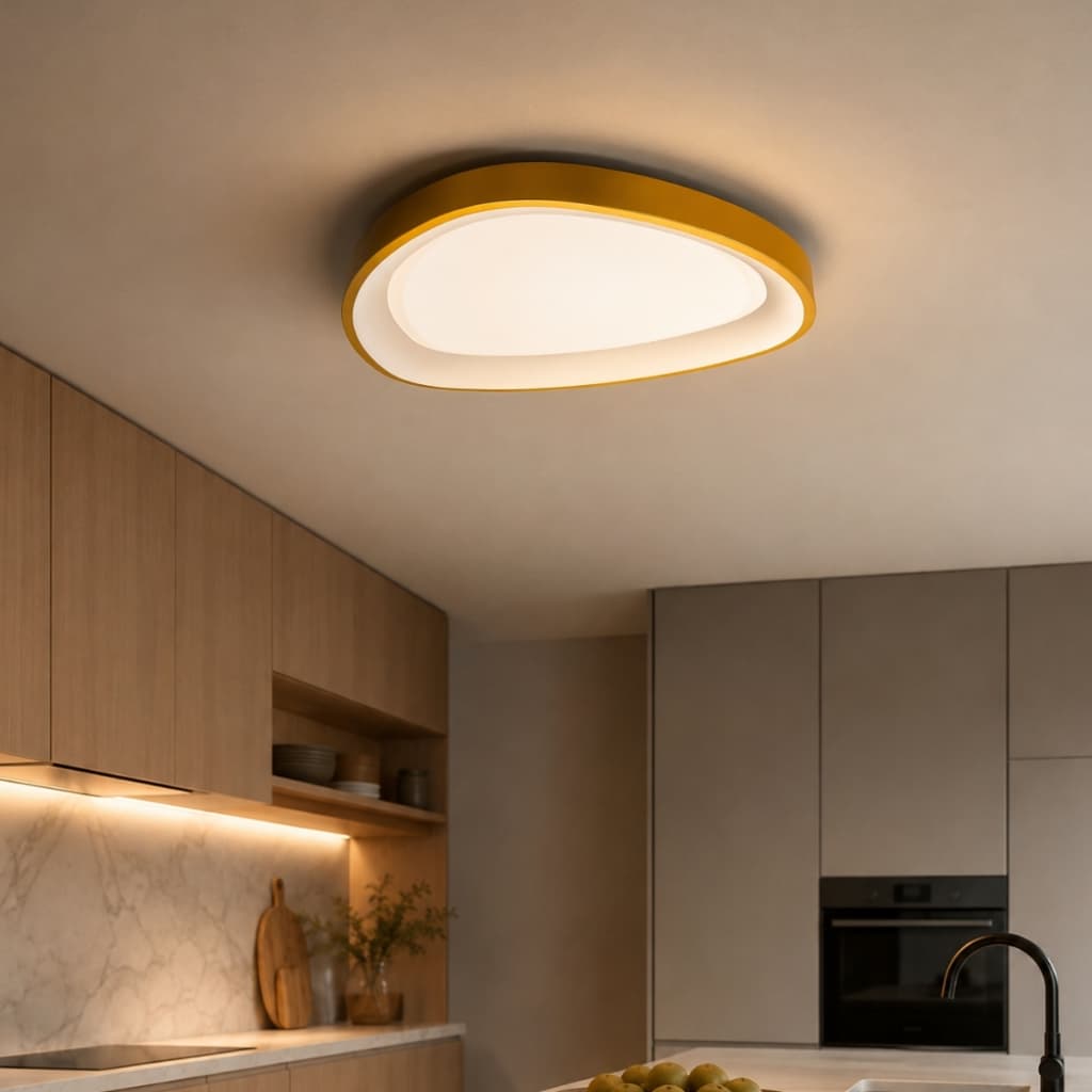 Lustre Sobrepor Plafon Led Grande Organico Moderno 3 Em 1 Branco Dourado 127/220V
