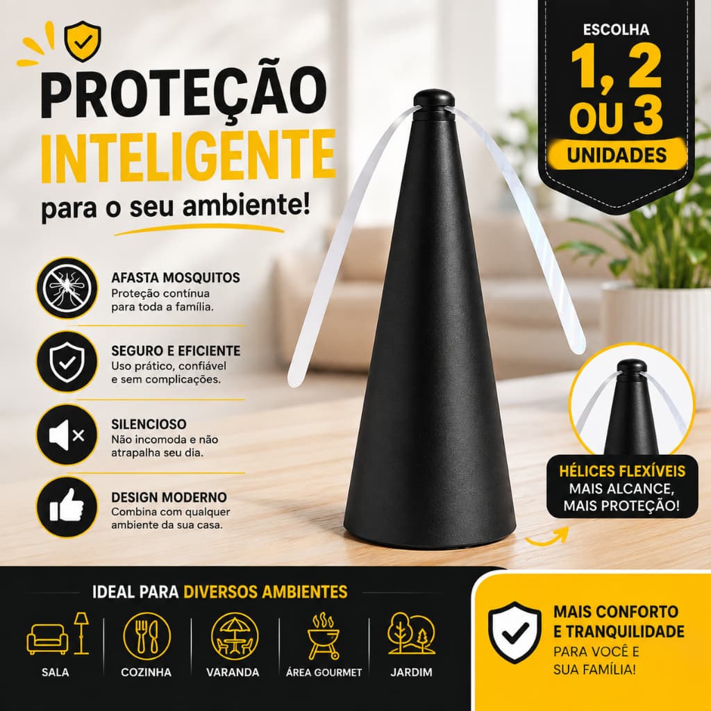 Ventilador Espanta Moscas Mosquitos Insetos Portátil Silencioso para Mesa Casa Cozinha Churrasco