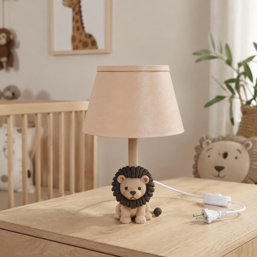 Luminária Abajur Leãozinho Baby Safari Quarto Bebê Infantil