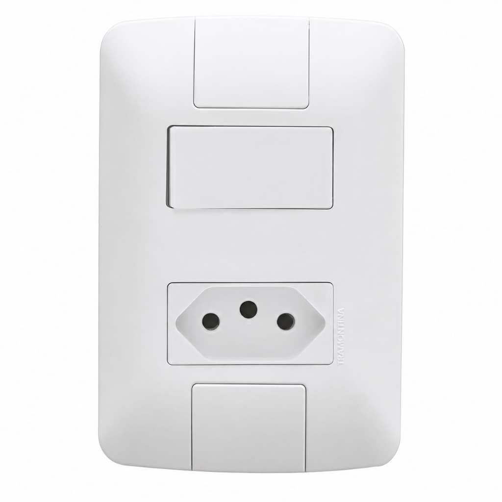 Conjunto Interruptor Simples + Tomada 20A 250V 4x2 Tramontina Aria Branco