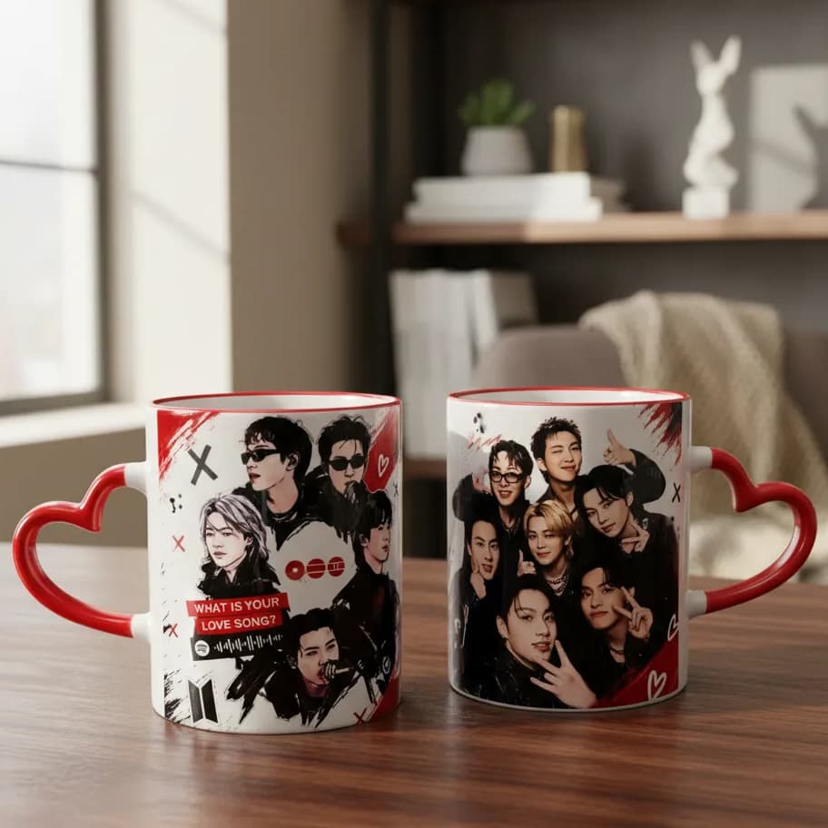 Caneca Army Bts Arirang Hooligan Com Alça De Coraçao Gold