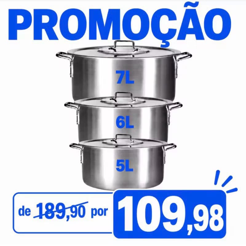top Kit Panelas de Alumínio para Feijoada Jogo de Panela 3 peças Kit Feijoada Caçarola Grande