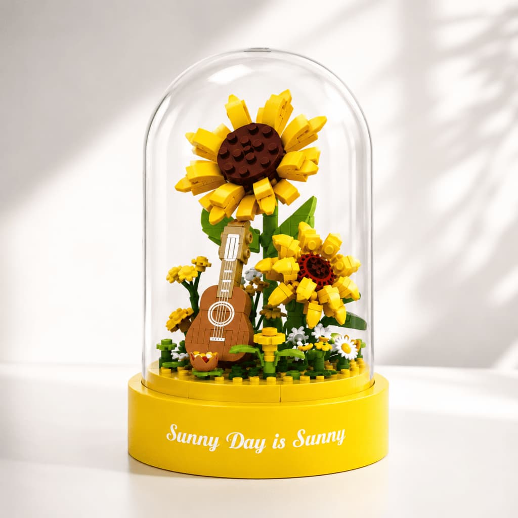 Brinquedo Brinquedos Bloco De Montar Flor Girassol Com Cúpula Decoração para quarto Infantil Decoração