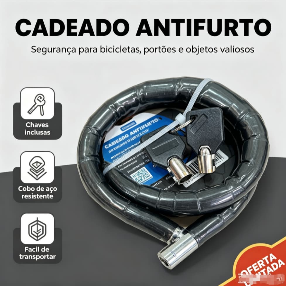 Cadeado Para Moto Bicicleta Bike Capacete Portão Porta Corrente Segurança Antifurto Trava Grossa