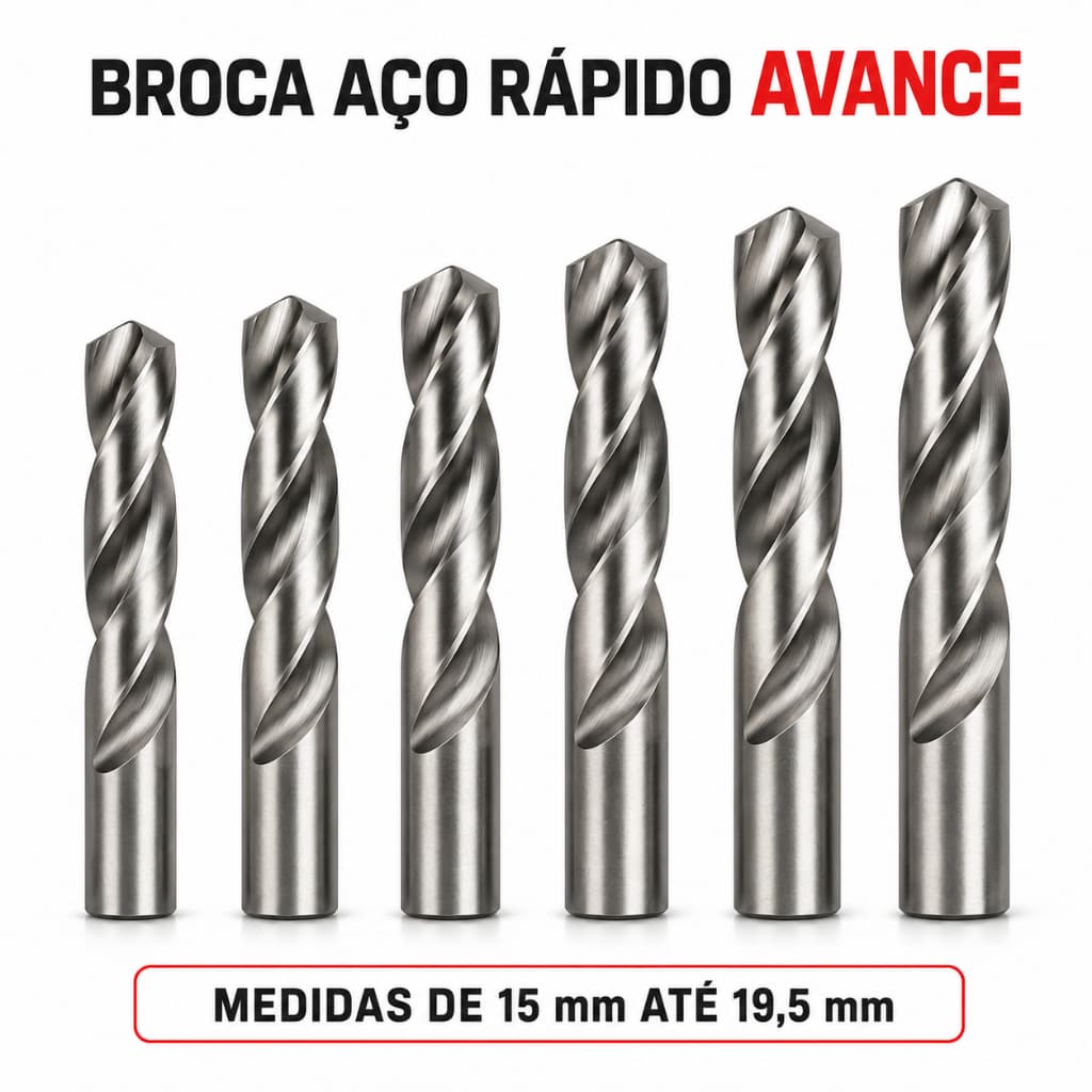 Broca Aço Rápido HSS Para Metal 15,0mm Até 19,5mm Avance