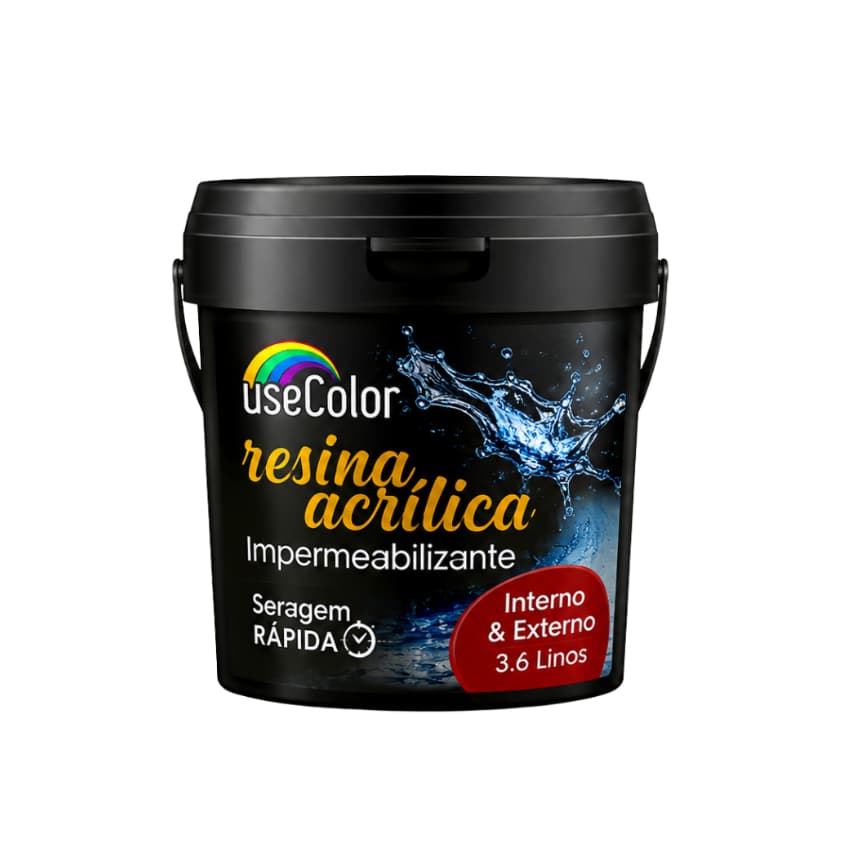 Resina Acrílica 3,6L Incolor Brilhante Base Água impermeável Multiuso