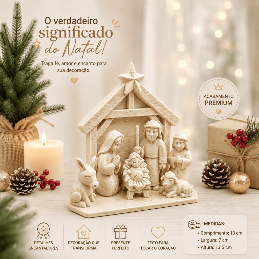Decoração Natal Presépio Manjedoura Natalina Minimalista Para Mesa Sala Escritório Clínica Acabamento Premium