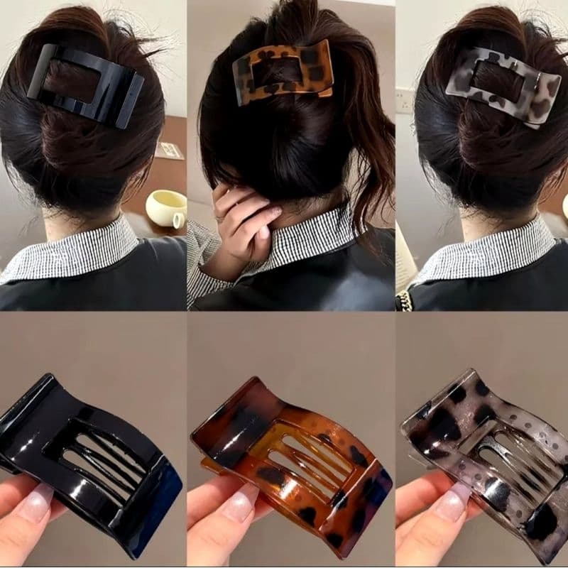 Presilha de Cabelo Quadrada  Coreana - Brilhosa Versátil e Elegante