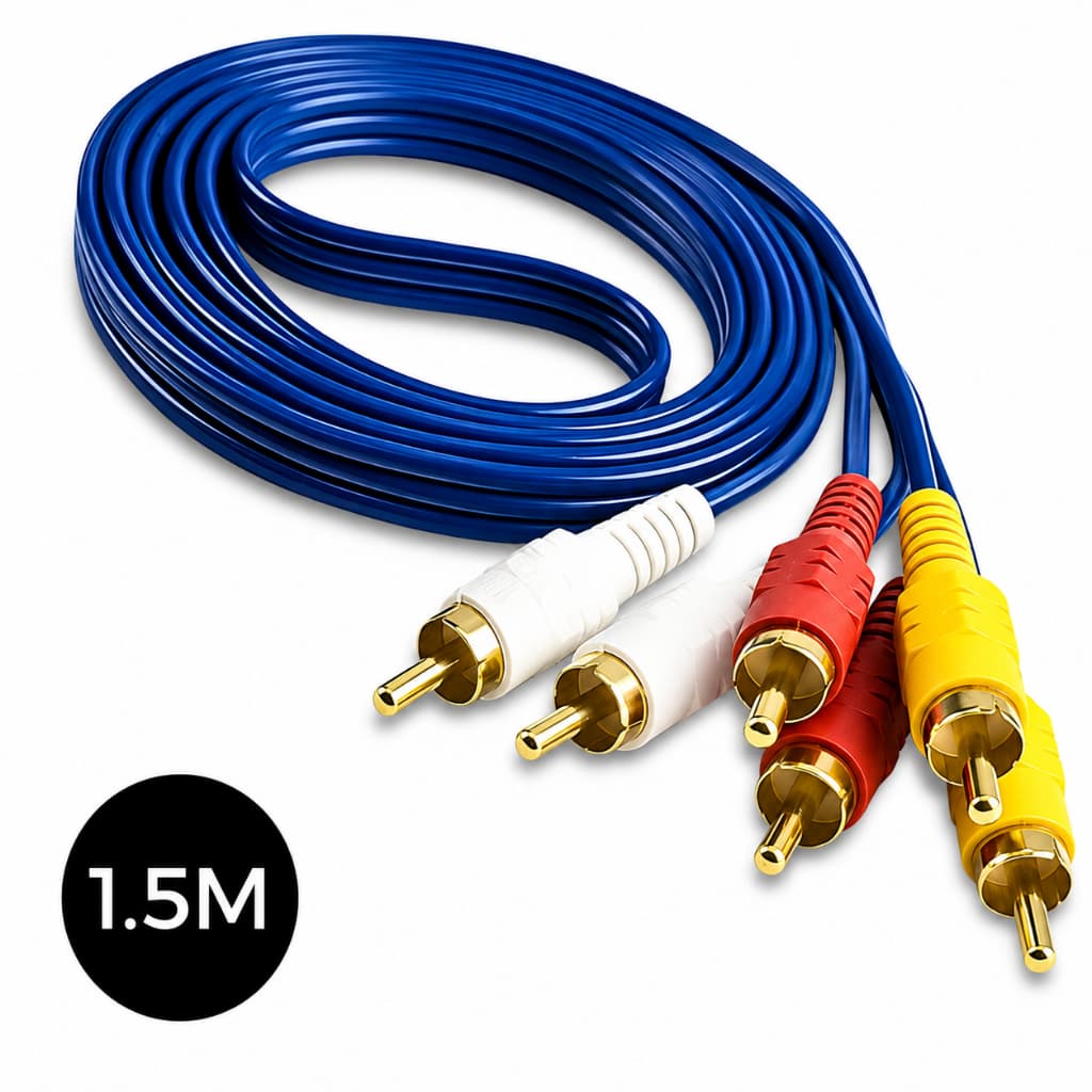 Cabo AV RCA 3 X 3 Amarelo Branco Vermelho Áudio e Vídeo Dvd Player Receptor Home Theater