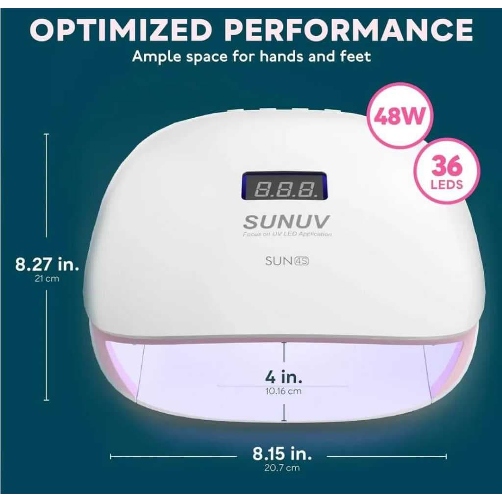 Luminária de Unhas LED UV Sunuv Sun4s 48W, Lâmpada UV para Gel — Sem as cores rosa, são pretas!