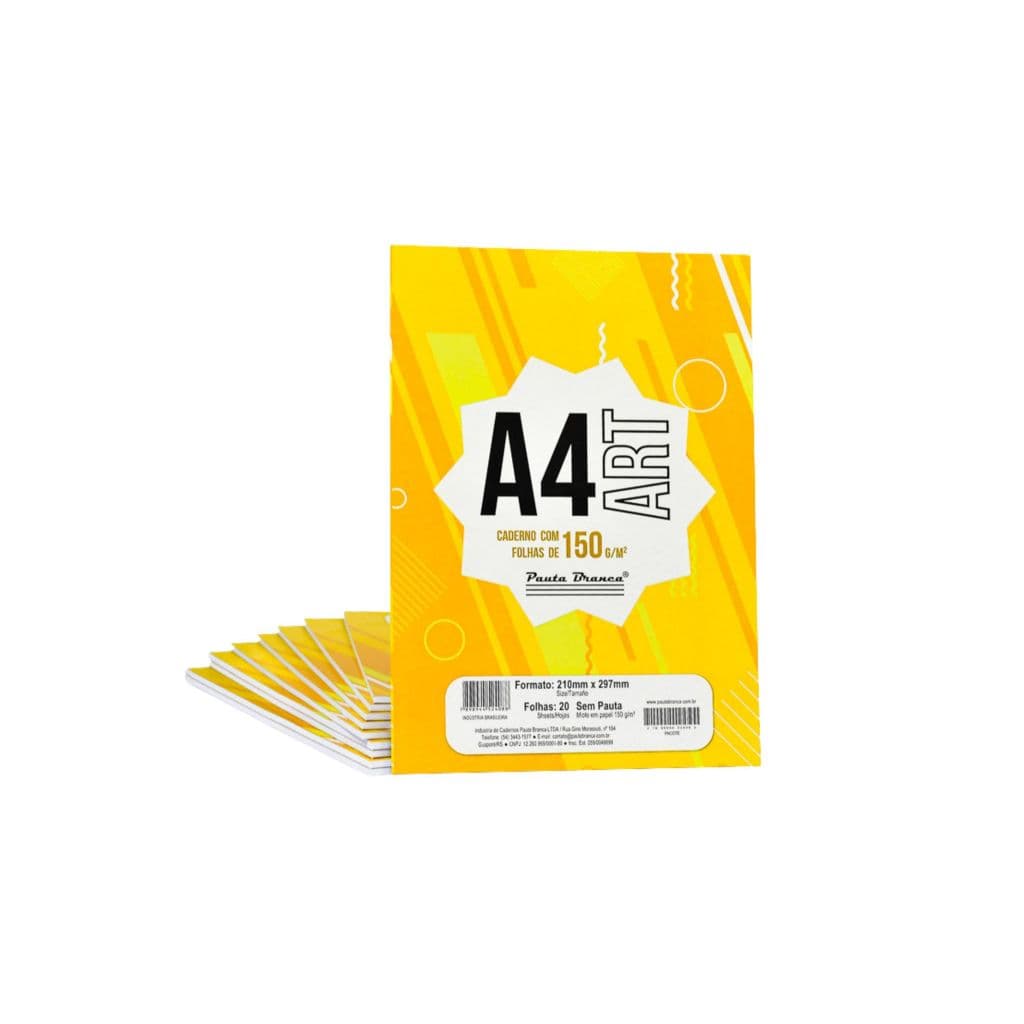 Kit 5 Cadernos A4 150g 20 Folhas Sem Pauta Para Desenho Pintura Esboços Arte