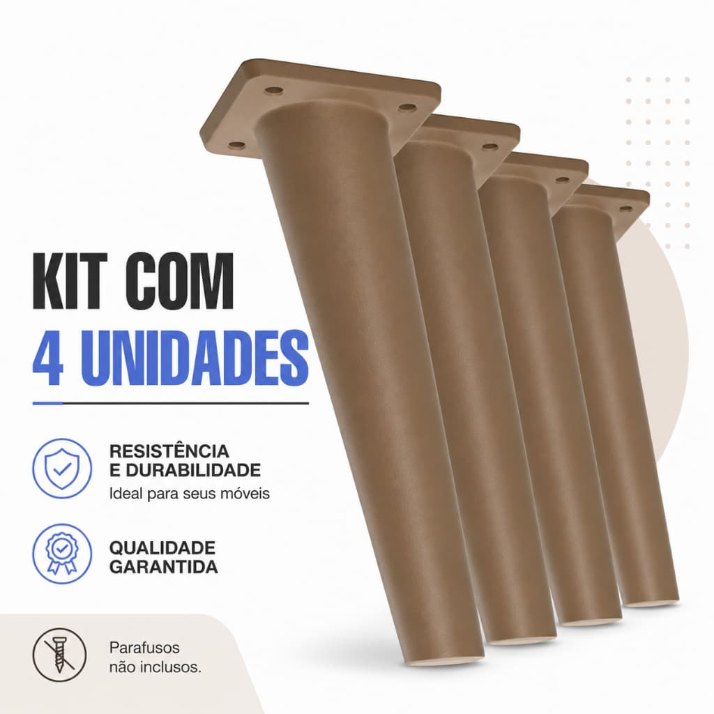 Kit 4 Pés Polipropileno Pézinhos Plástico Multiuso Sapateira Aparador Mesa Cabeceira