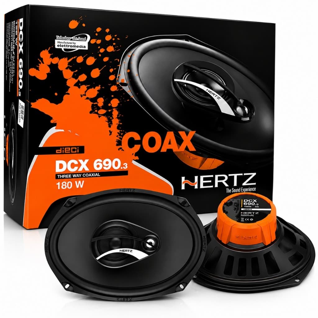 Kit Alto falante 6x9 Kit Hertz Triaxial Dcx690 180Rms Som Automotivo Falante Tampão