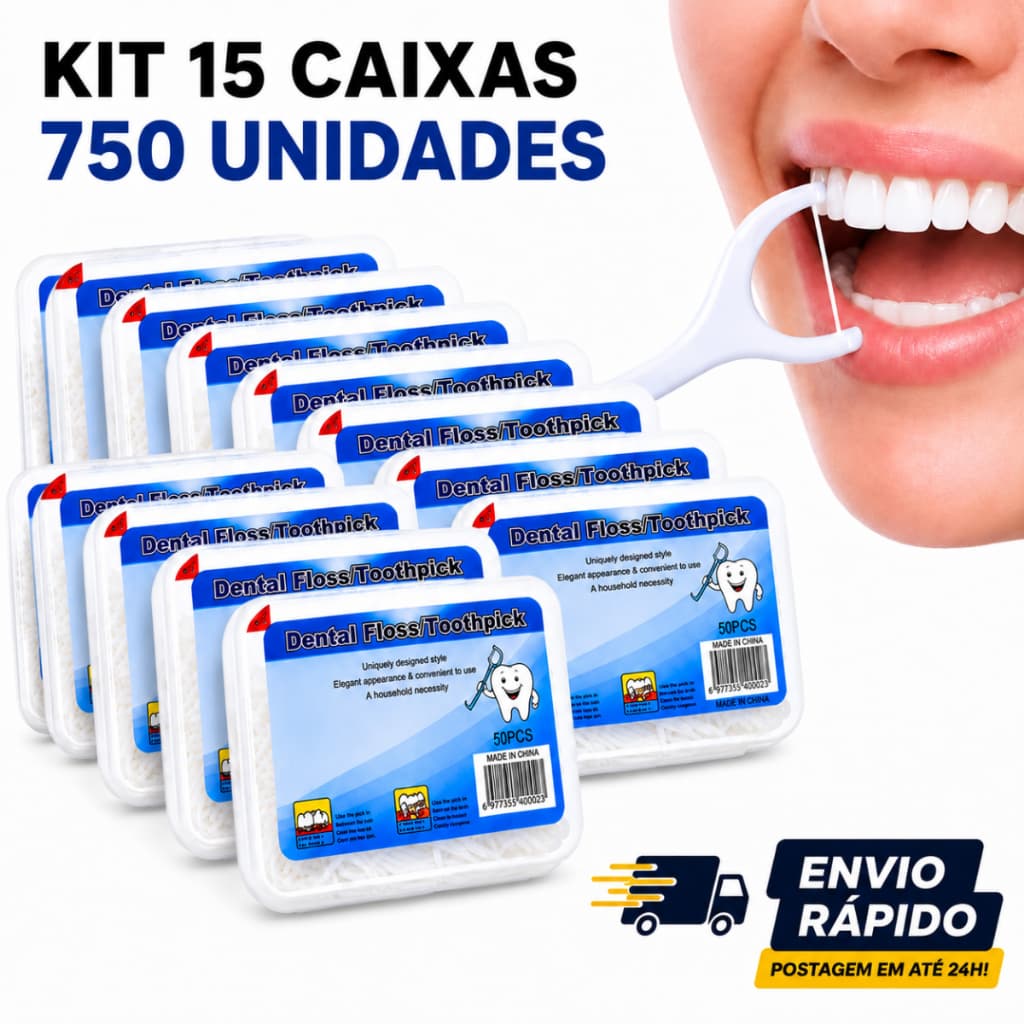 Fio Dental Haste Palito Higiene Bucal Kit 5 10 15 Caixas