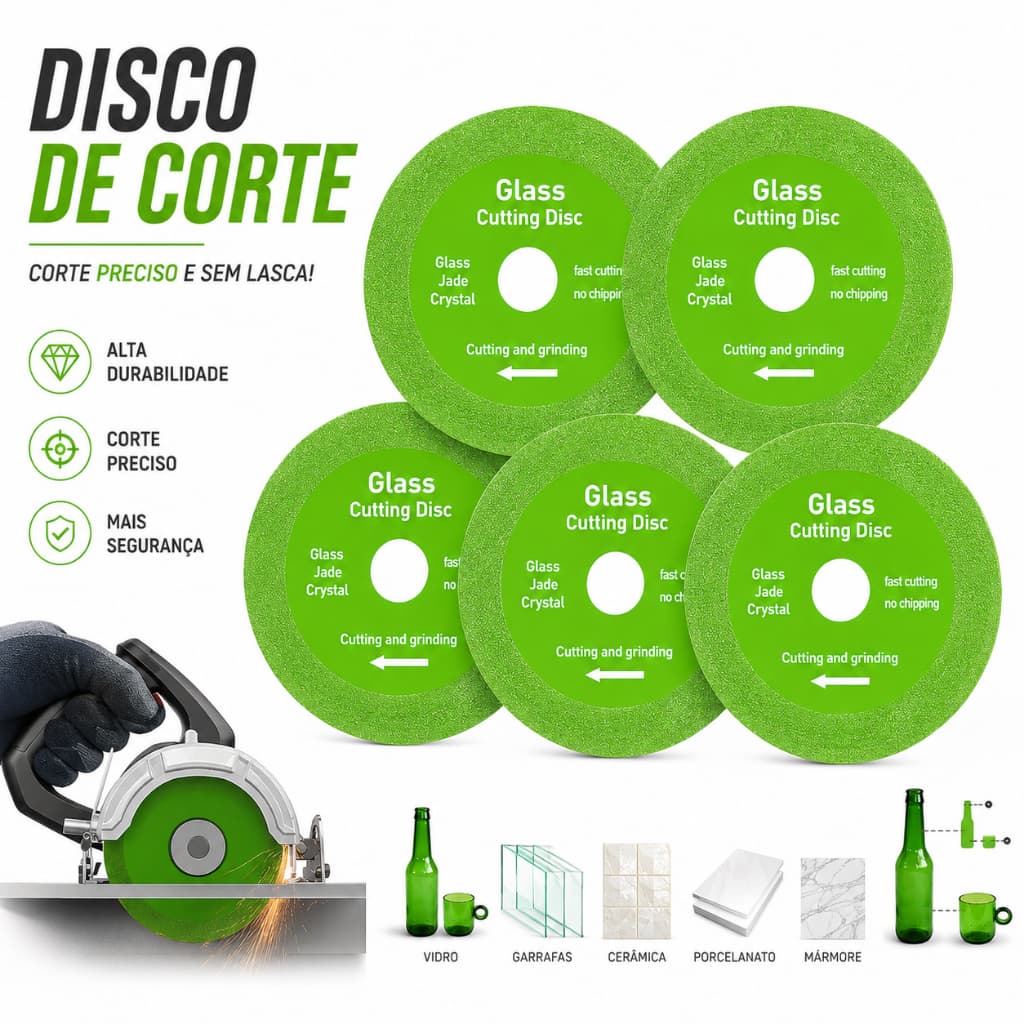 3/5/7/10 Disco Diamantado para Corte de Vidro. Ultra Fino Corte Vidro Porcelanato Cerâmica Espelho Mármore