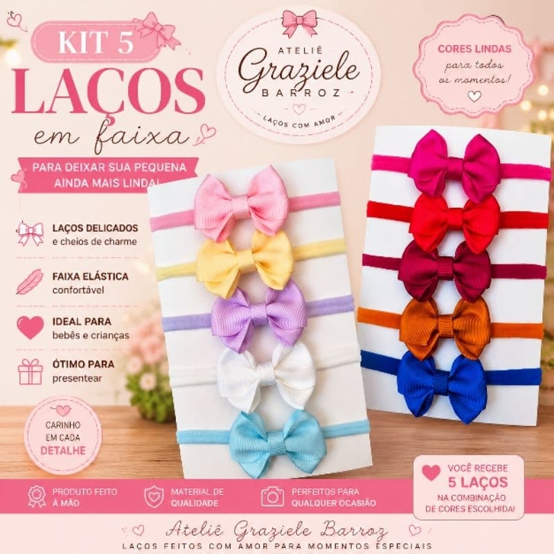 KIT 5 UNIDADES FAIXINHAS BEBÊ