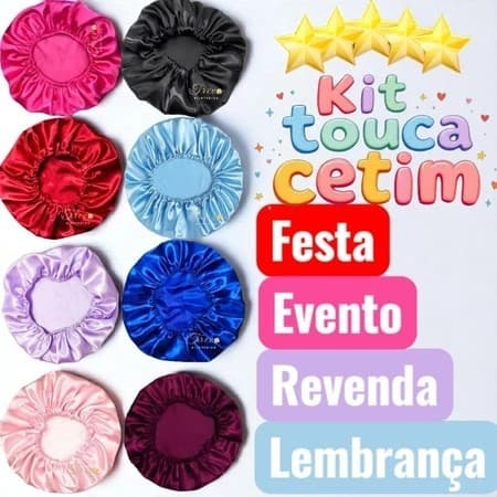 Toucas Simples de Cetim c/12 Unidades Cores Sortidas atacado  para Brindes ou renda extra